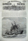 Old Antique Print 1869 Ships Collision Lizard Terrible Calcutta Plymouth 19th