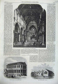 Old Antique Print 1869 St Peters Church Gravel Lane School Leonards Sea 19th