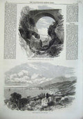 Old Antique Print View Pont Louis Ruins Roman Aqueduct Mentone 1869 Art 19th
