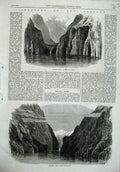 Original Old Antique Print Milford Sound Valley New Zealand 1869 River Fine Art