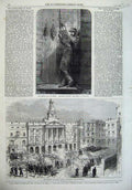 Original Old Antique Print 1869 Revolt Cadiz Troops Attacking Townhall Sentinel