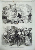 Old Antique Print 1869 Haymarket Theatre Frightful Hair Humpty Dumpty Art 19th