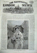 Original Old Antique Print 1869 Fine Art Beautiful Woman Basket Flowers Thomas