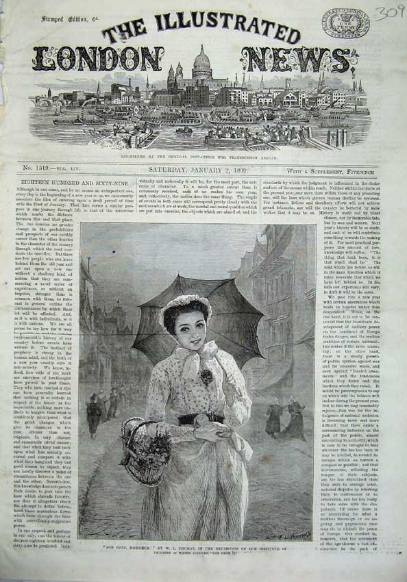 Original Old Antique Print 1869 Fine Art Beautiful Woman Basket Flowers Thomas
