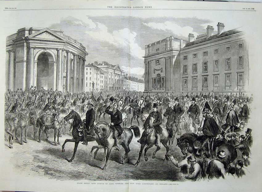 Old Antique Print 1869 Dublin Earl Spencer Lieutenant Ireland Horses Art 19th