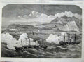 Antique Old Print 1869 Ta Army Review Dover Naval Ship Attacking Fort War 19th