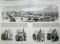 Old Antique Print 1869 Colchester Camp Abbey Gate Church Castle Priory 19th