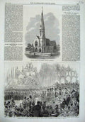 Old Antique Print Trinity Church Rochdale 1869 Guildhall Napier Magdala 19th