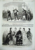 Old Antique Print Paris Fashion 1869 Olympic Theatre Little Em'Ly Scene 19th