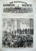 Original Old Antique Print 1869 Ta Army Address King Belgians Buckingham Palace