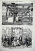Original Old Antique Print 1869 Amsterdam Sea Canal Harbour Haymarket Theatre