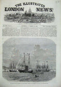 Original Old Antique Print 1869 Ship Delta Marseilles British Sailing Sea Suez