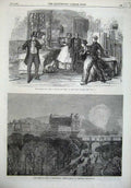 Original Old Antique Print 1869 Globe Theatre Prince Wales Scarborough Fine Art
