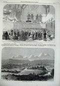 Original Old Antique Print 1869 Fort Beaufort Africa Prince Wales Chester Dance