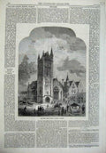 Old Antique Print 1869 Exterior New Free Barony Church Glasgow Fine Art 19th