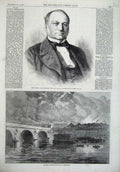 Old Antique Print Marquis Lavalette French Ambassador 1869 Bordeaux River 19th