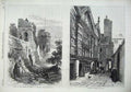 Original Old Antique Print 1869 Prince Wales Chester Water Tower Stanley Palace