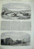 Old Antique Print 1869 Threshing Machine Chili Farming Hay Horse-Treading 19th