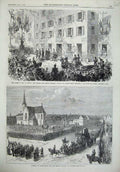 Old Antique Print 1869 Corsica Prince Imperial Ajaccio Funeral Baron Leys 19th