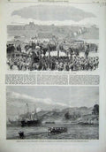 Old Antique Print Argyleshire Highlanders Dover Army 1869 Edgcumbe Ships 19th