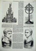 Old Antique Print Abyssinian Cross Napier 1869 Bust Brutus Pompey Pompeii 19th