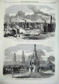 Old Antique Print Princess Teck Fountain Regent'S 1869 Shoeburyness Camp 19th