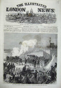 Old Antique Print 1869 Artillery Shoeburyness Canon Shooting Queen Prize 19th