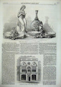 Old Antique Print Architectural Museum Westminster 1869 Ceramic Crystal 19th