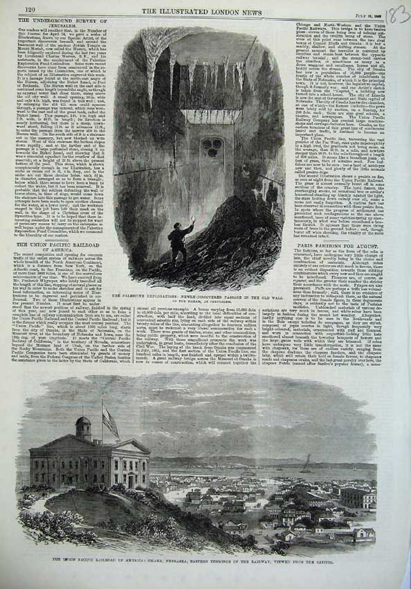 Old Antique Print Palestine Harem Jerusalem 1869 Pacific Railway America 19th