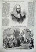 Original Old Antique Print 1869 Hanson Justice Australia Prince Wales Hull Town