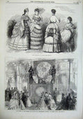 Old Antique Print Paris Fashion 1869 Trophy Officer'S Ball Willis'S Rooms 19th