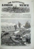 Old Antique Print 1869Prince Wales Boat Throstle Nest Trafford Manchester 19th
