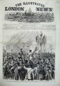 Original Old Antique Print 1869 Wimbledon Rifle Meeting London Scottish Siers