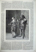 Original Old Antique Print 1869 Guard Door Woman Food Plate Bromley Fine Art