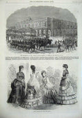 Old Antique Print Paris Fashion 1869 Cuba Havannah Army Governor Palace 19th