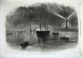 Old Antique Print 1869 Opening Suez Canal Illuminations Port Said Ships 19th