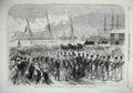 Original Old Antique Print 1869 Funeral Admiral Warden Portsmouth Dockyard Ship