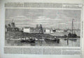 Old Antique Print 1869 Works Great Railway Bridge Dort Holland Windmills 19th