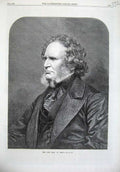 Original Old Antique Print 1869 Fine Art Portrait Earl Derby Man 19th