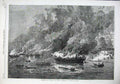 Old Antique Print Fine Art 1869 Ships Destruction Fire Bordeaux Harbour 19th