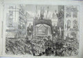 Old Antique Print 1869 Swiss National Festival Cantons Rue Du Mont Blanc 19th