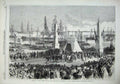 Old Antique Print 1869 Crown Prince Denmark Custom House Copenhagen Ship 19th