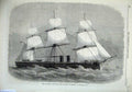 Original Old Antique Print 1869 Ship Majesty Wood-Cased Iron Frigate Inconstant