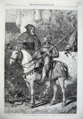 Original Old Antique Print 1869 Comrades Fine Art Man Horse Monk Gow Painter