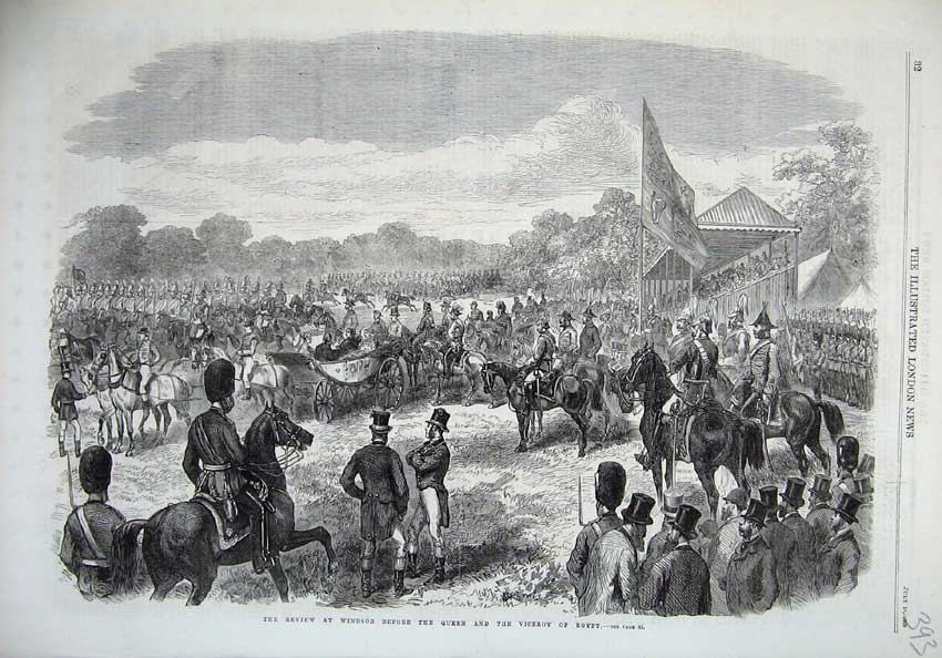 Old Antique Print 1869 Review Windsor Queen Viceroy Egypt Fine Art Horses 19th