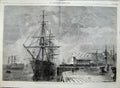 Old Antique Print 1869 Mr Beadbody Remains Ship Monarch Portsmouth Pier 19th