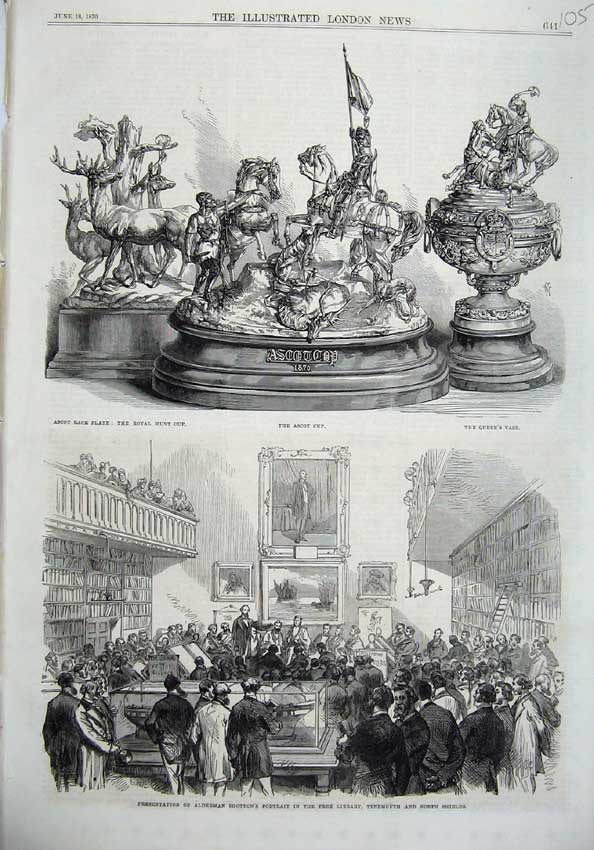 Original Old Antique Print Ascot Cup Queen Vase 1870 Alderman Shotton'S Library