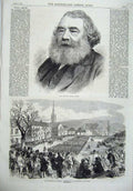 Original Old Antique Print Mark Lemon 1870 Canada War Ta Volunterrs Quebec Army