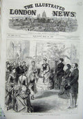 Original Old Antique Print 1870 Princess Louisa Bazaar Hospital Children People