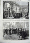Old Antique Print Queen London University1870 Princess Louisa Temple Hall 19th